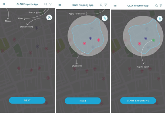 Drawing tool use within the QLZH property app.  